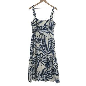 AYR The Magic Moment Midi Dress XL Beach Glass Palapa Print Pockets Summer Boho